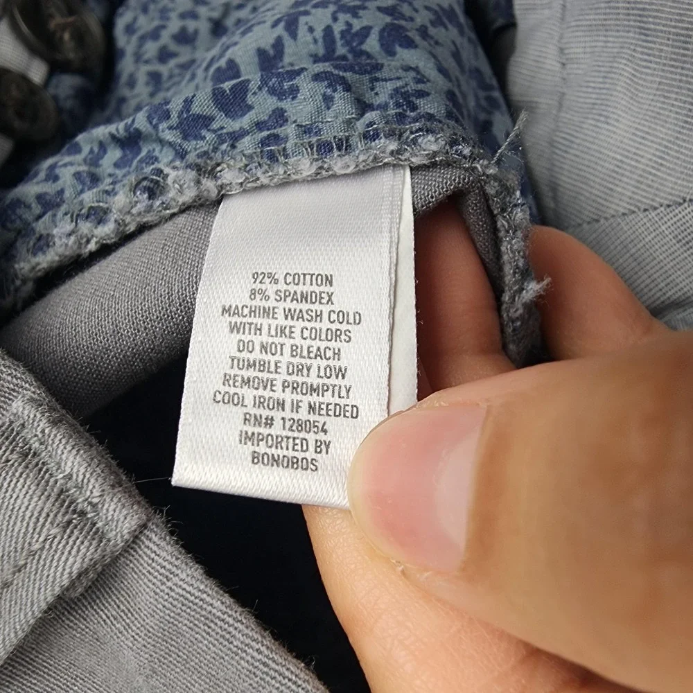 Bonobos Pants Mens 31x30(28) Gray Slim Stretch Twill Chino Casual Cotton Spandex